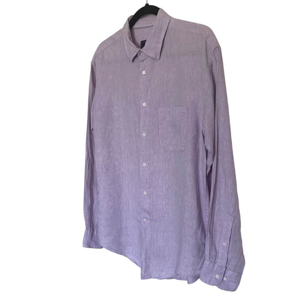 Jos.A.Bank Reserve Men’s 100% Linen Purple  Long Sleeve Shirt Size Medium - Picture 3 of 5